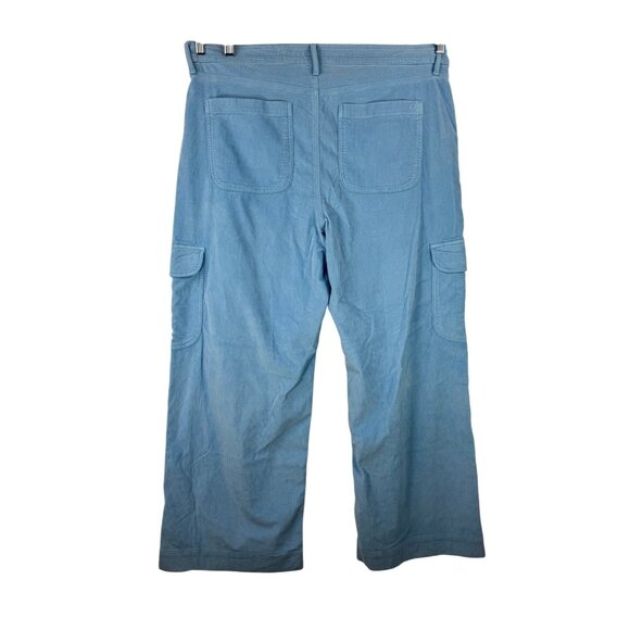 American Eagle super hi rise baggy wide corduroy pants‎ light blue 90s sz 20 - Picture 2 of 9